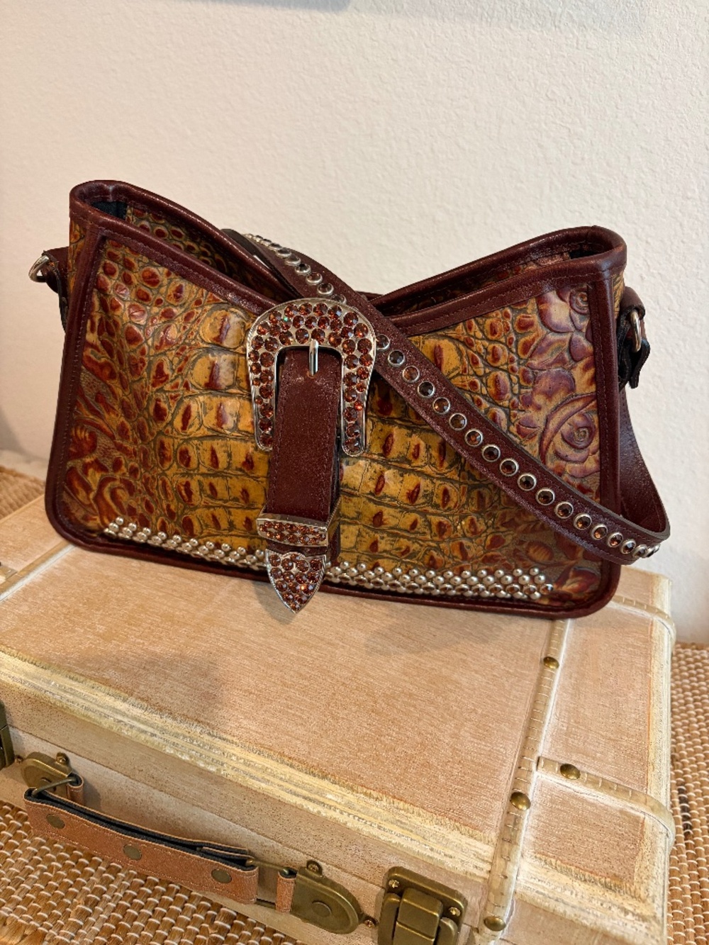 Raviani Western Brown Leather Tote Handbag